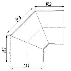 Koleno 90° ; materiál Al, hrúbka 0,8mm