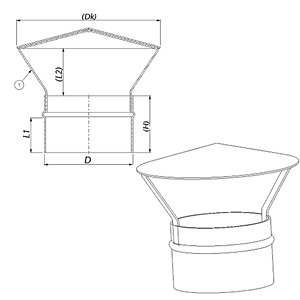 Meidingerova hlava (strieška) , materiál Al hrúbka materiálu 0,8mm