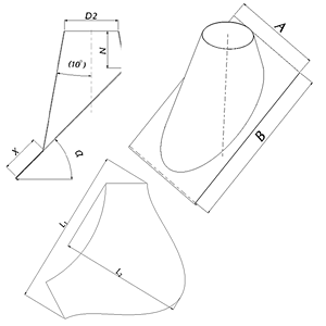 Prechod cez strechu; materiál Al, hrúbka 0,8mm, uhol strechy 45°